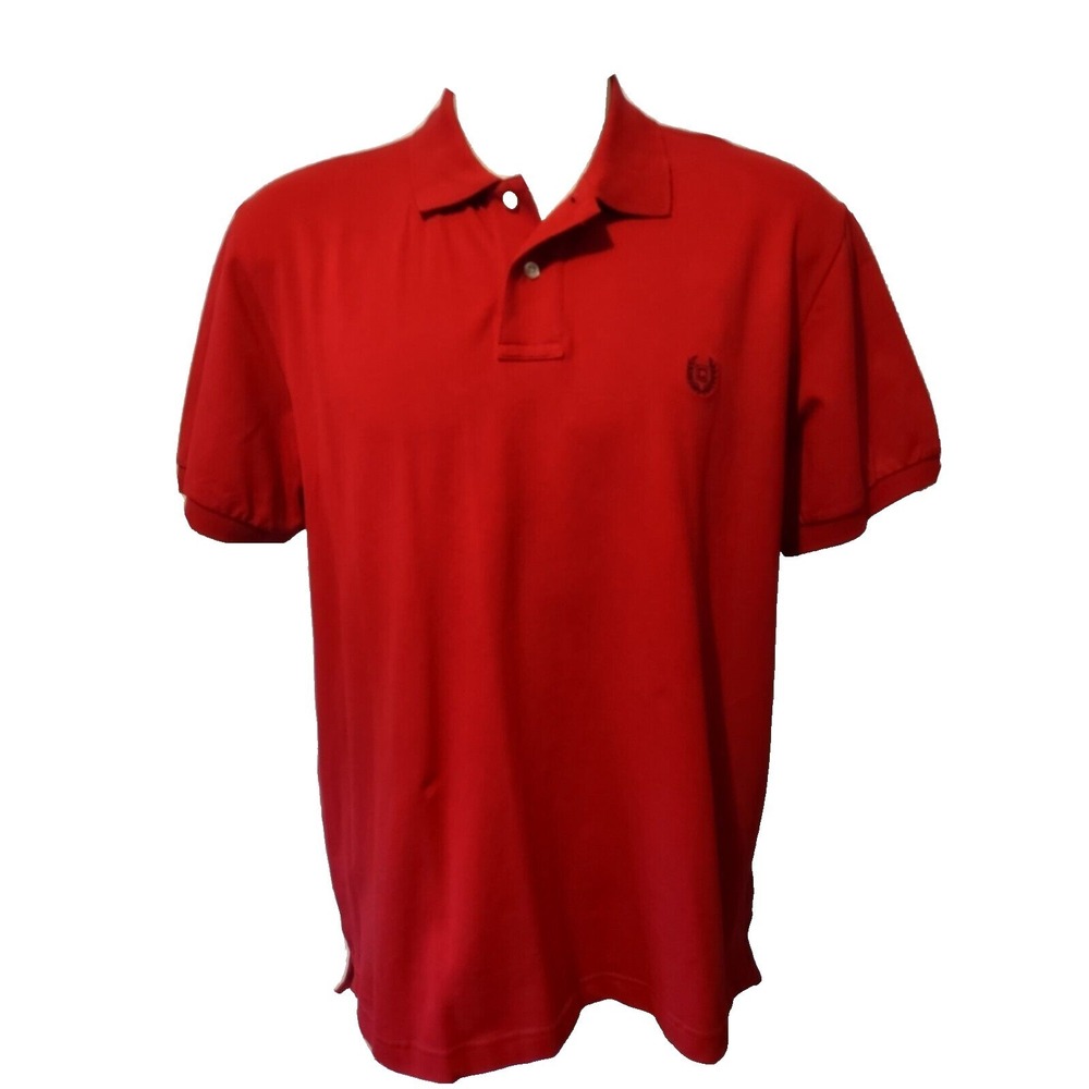Chaps Polo Shirt XL Mens Red Stretch Logo Casual Norm Cabin Core Short Sleeve